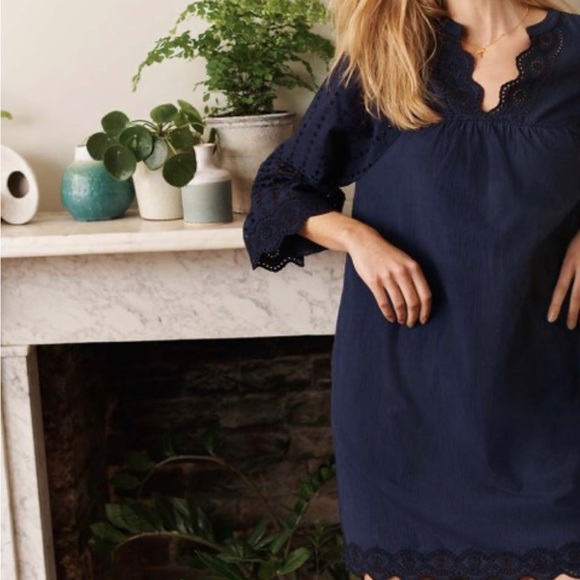 Erin Cotton Broderie Dress - Navy - Picture 2 of 8